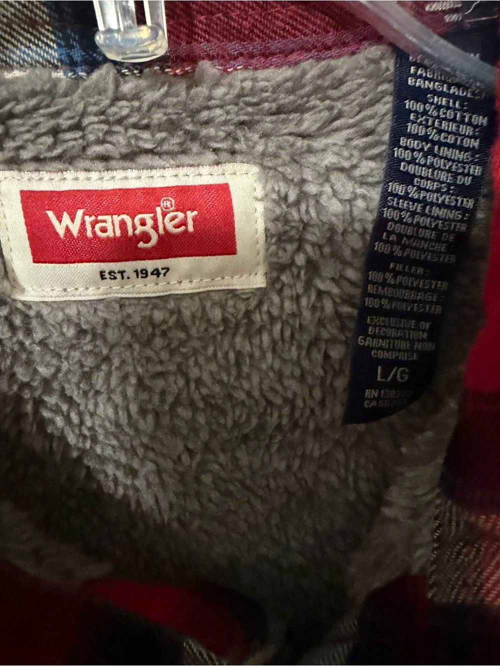 Wranglers Men's Red Plaid Flannel Jacket Large